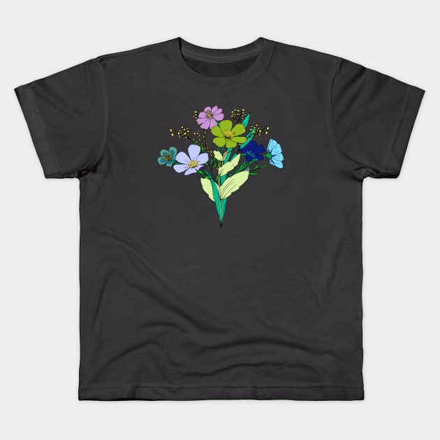 Pastel flower bouquet Kids T-Shirt by Jennifer Ladd